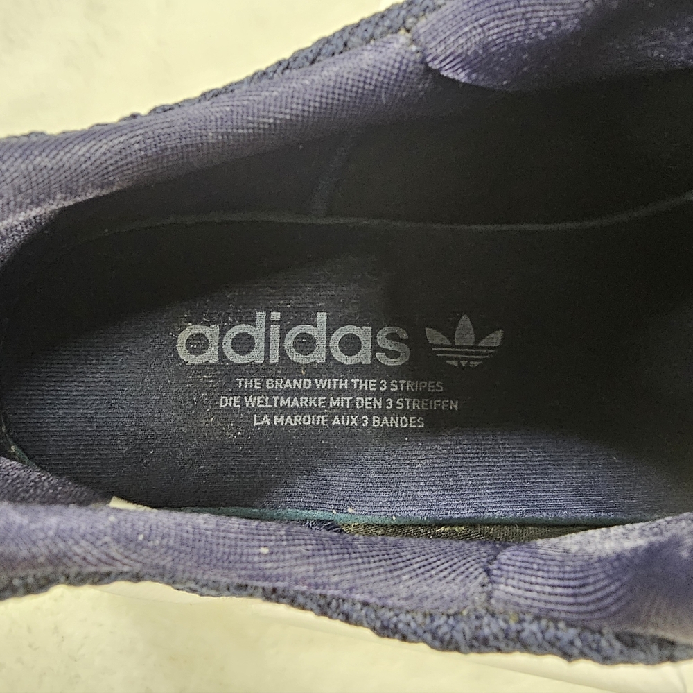 Adidas 3 Stripe Navy Men's Athletic Sneaker, Knit Upper, Size 9 1/2 - Picture 8 of 9